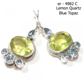 Lemon quartz silver gemstone earrings